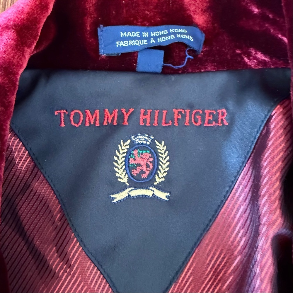 Vintage Tommy Hilfiger Red Velvet Smoking Jacket size 8 - Picture 6 of 8